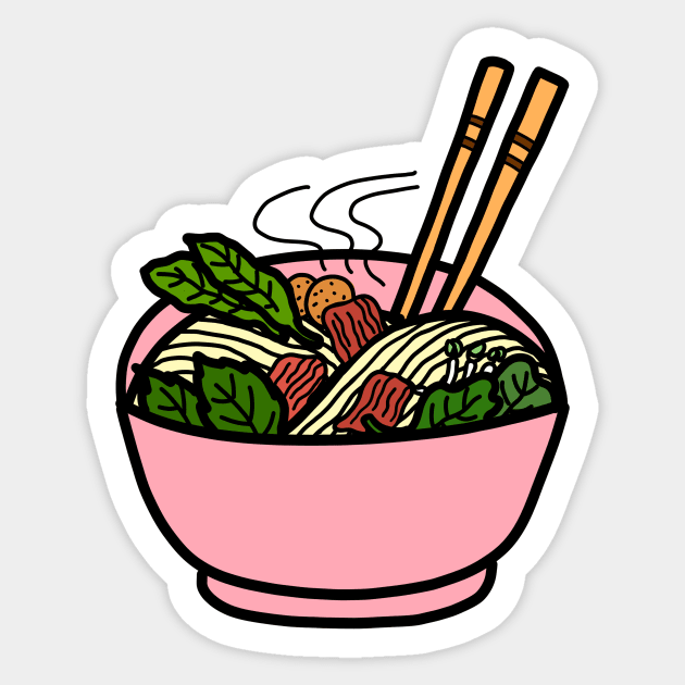 Pho. Vietnamese yellow noodle soup in a bowl. Asian food cuisine. Sticker by Nalidsa